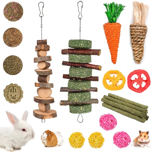 Grddaef 20 PCS Bunny Chew Toys for Teeth, Natural Rabbit
