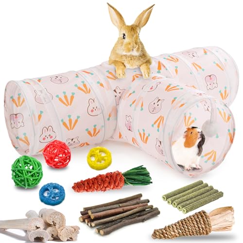HERCOCCI Rabbit Toys, Bunny Tunnels & Tubes, Collapsible 3 Way